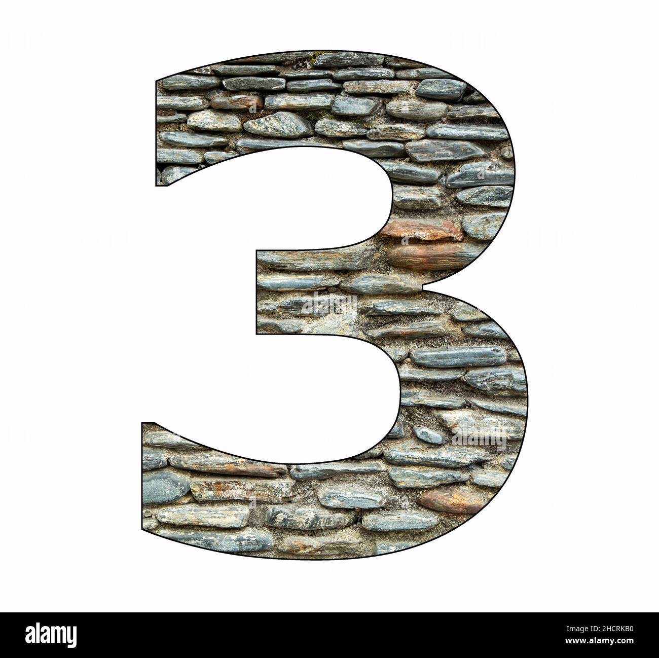 Number 3 on rustic stone background Stock Photo - Alamy