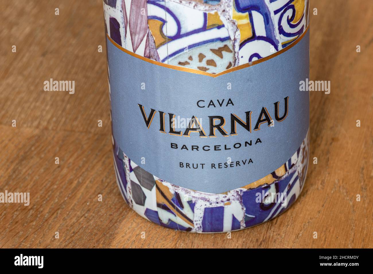 Bottle of Vilarnau Brut Reserva Cava, a sparkling Spanish wine from Barcelona Stock Photo