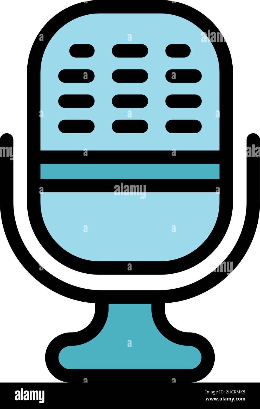Record microphone ads icon. Outline record microphone ads vector icon color flat isolated Stock Vector