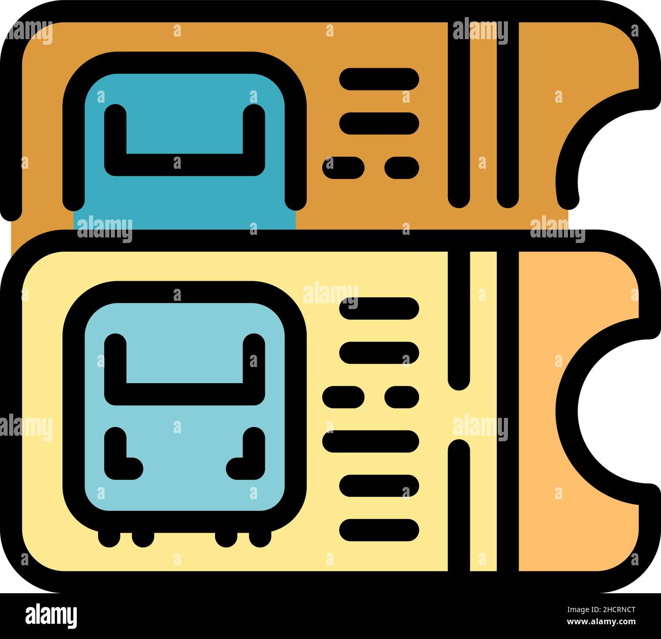 Train tickets icon. Outline train tickets vector icon color flat ...