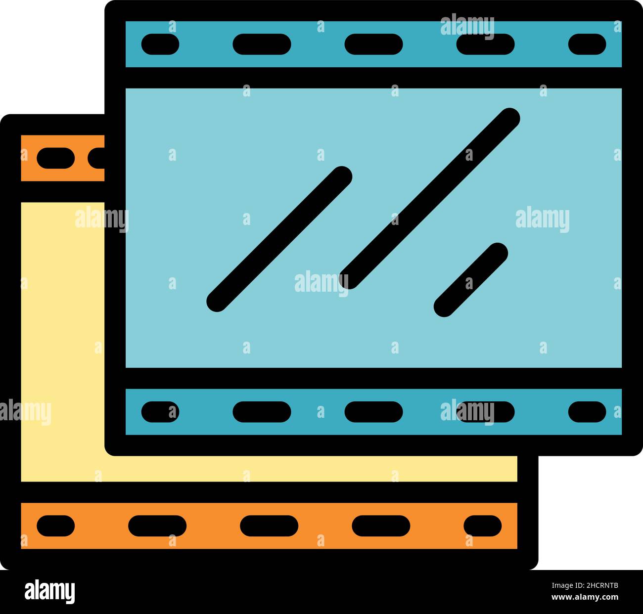 Video editing icon. Outline video editing vector icon color flat isolated Stock Vector