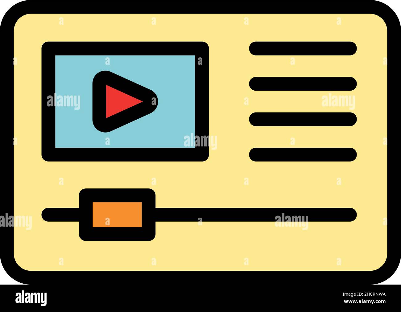 Video edit icon. Outline video edit vector icon color flat isolated Stock Vector