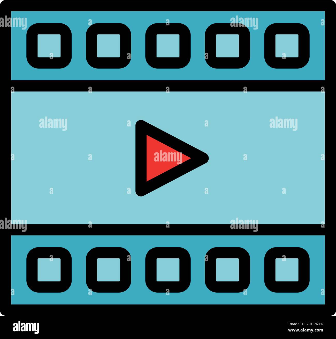 Video editor icon. Outline video editor vector icon color flat isolated Stock Vector
