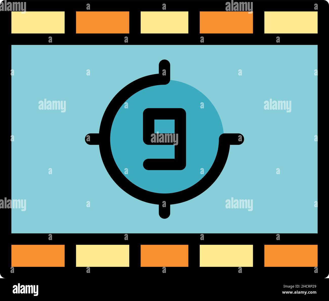 Clip countdown icon. Outline clip countdown vector icon color flat ...
