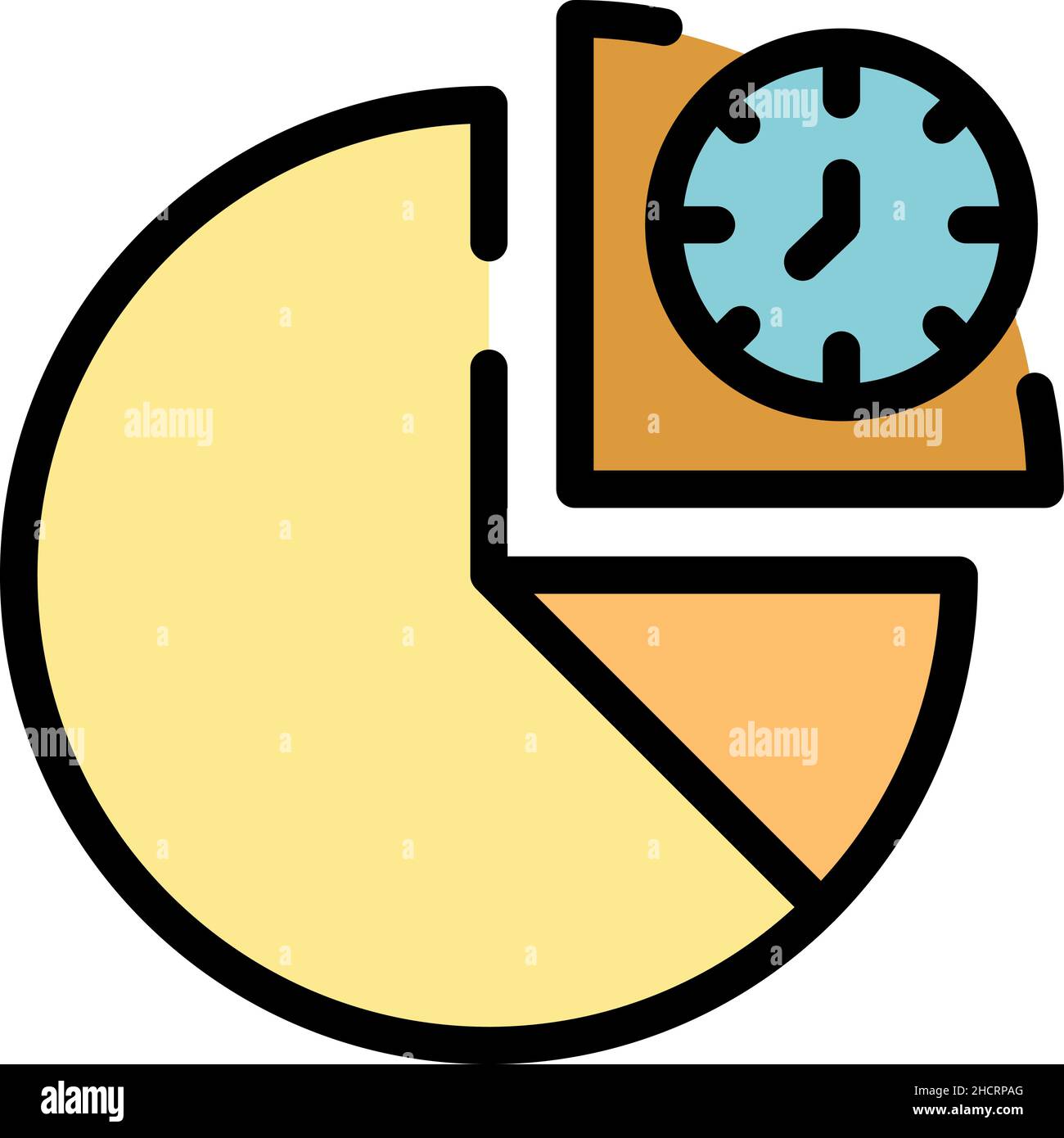 Pie chart time management icon. Outline pie chart time management