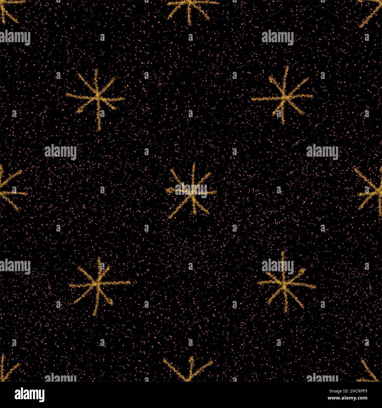 Hand Drawn Snowflakes Christmas Seamless Pattern. Subtle Flying Snow ...