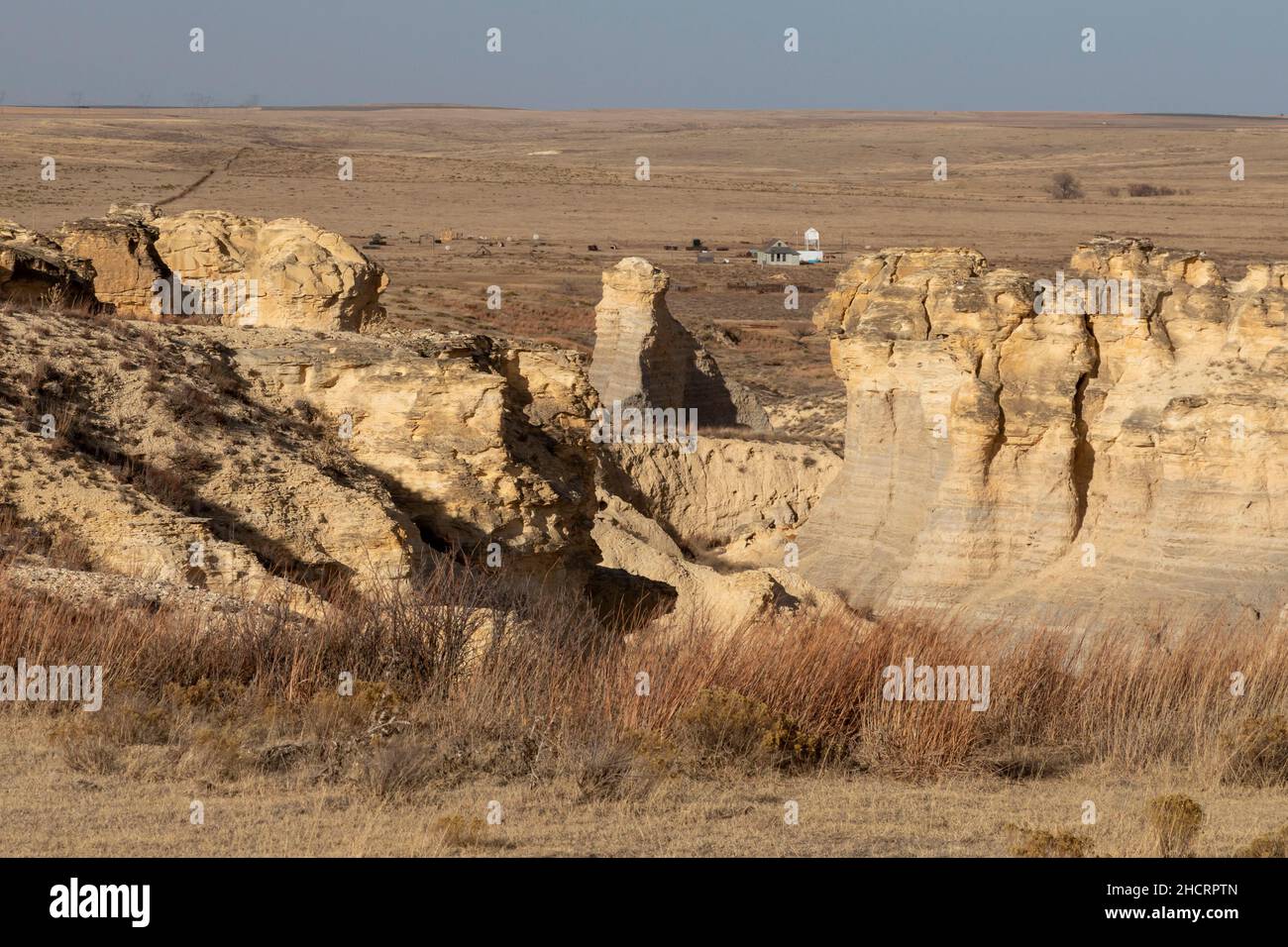 Oakley, Kansas - Little Jerusalem Badlands State Park preserves the largest Niobrara chalk formation in Kansas. The park is a joint project of The Nat Stock Photo