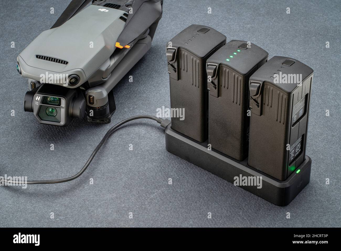 Fort Collins, CO, USA December 20, 2021 Charging batteries for Mavic