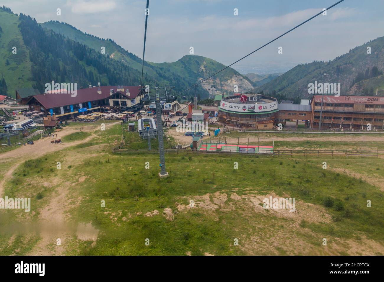 ALMATY, KAZAKHSTAN - JULY 29, 2018: View of Shymbulak Chimbulak ski resort in summer near Almaty. Stock Photo