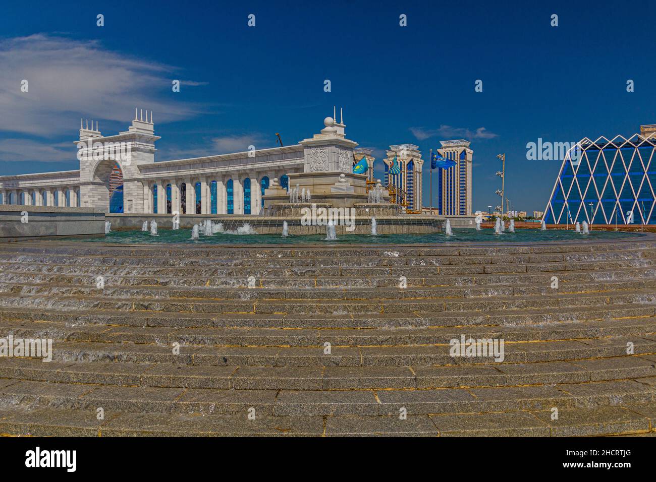 View of the Independence Square in Astana now Nur-Sultan , capital of Kazakhstan. Stock Photo