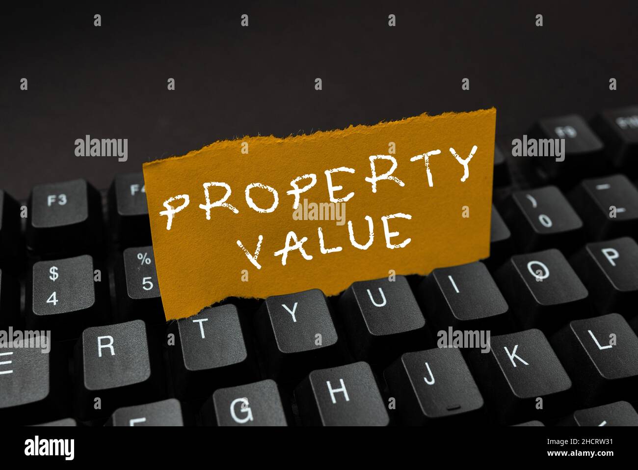 Inspiration showing sign Property Value. Business overview Worth of a land Real estate appraisal Fair market price Connecting With Online Friends Stock Photo