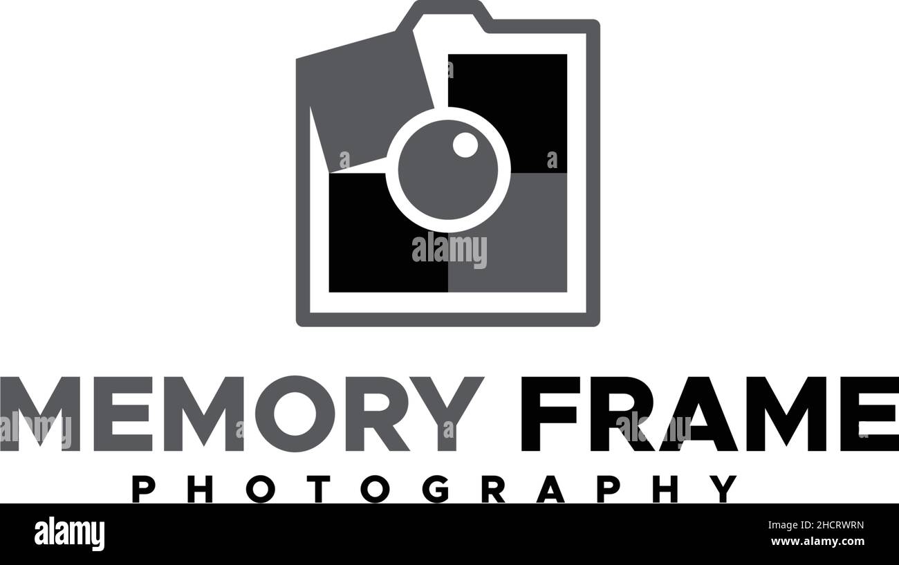 Minimalist silhouette MEMORY FRAME logo design Stock Vector