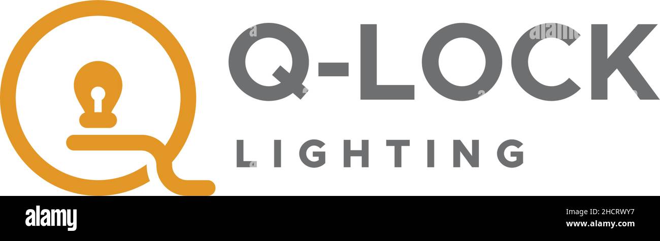Minimalist flat design Q-LOCK LIGHTING logo design Stock Vector