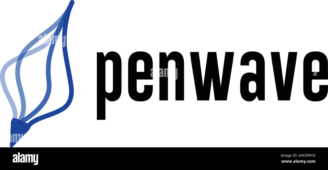 Minimalist flat simple design PENWAVE logo design Stock Vector