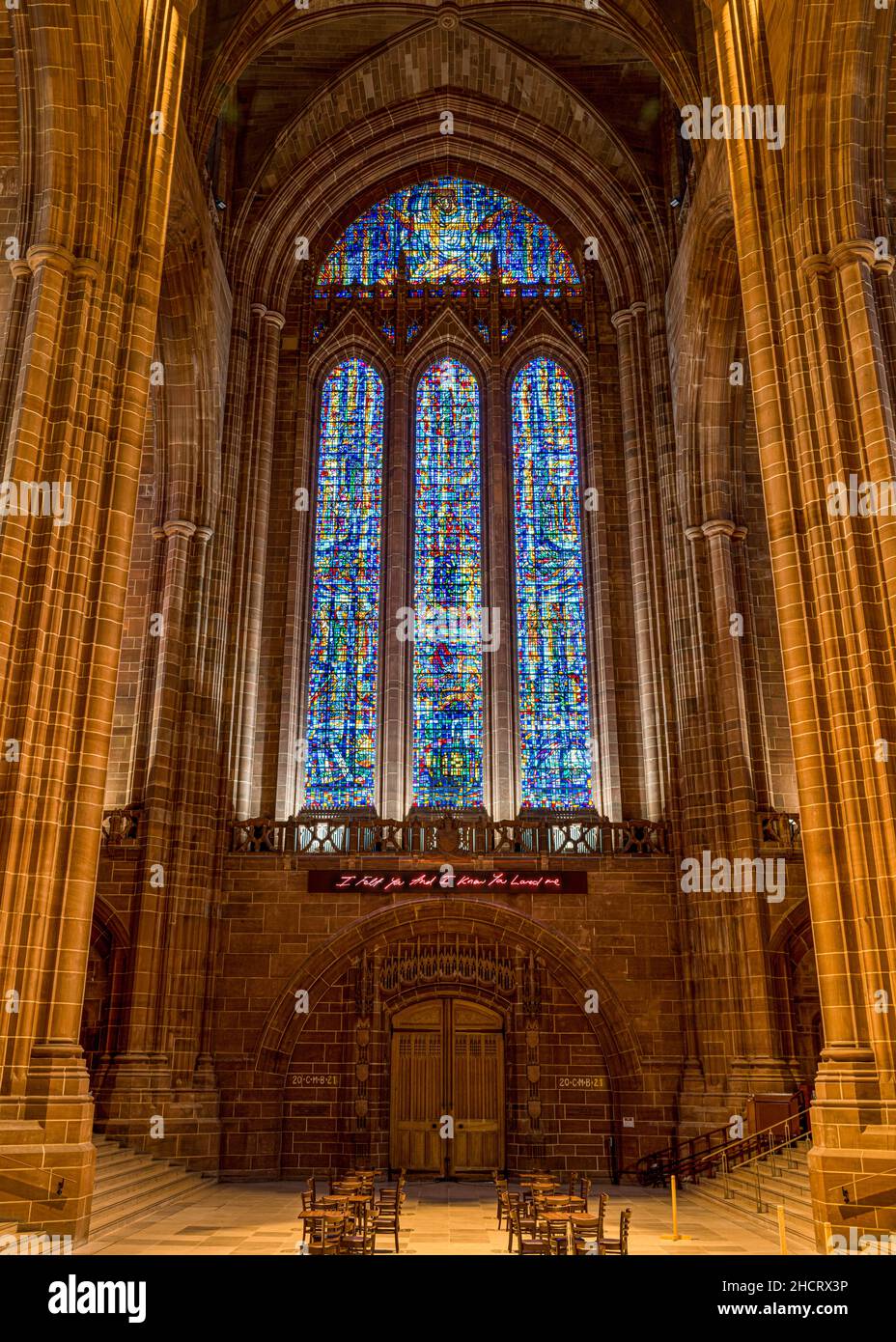 Liverpool Cathedral Stained Glass West Window Stock Photo Alamy