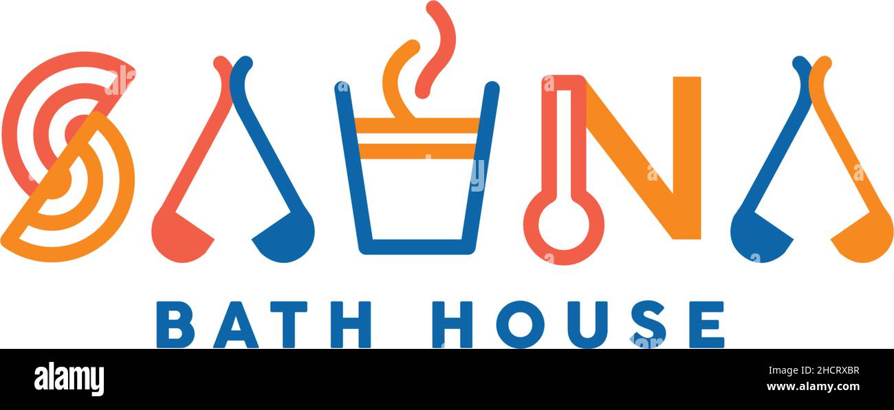 Flat letter mark SAUNA BATH HOUSE logo design Stock Vector