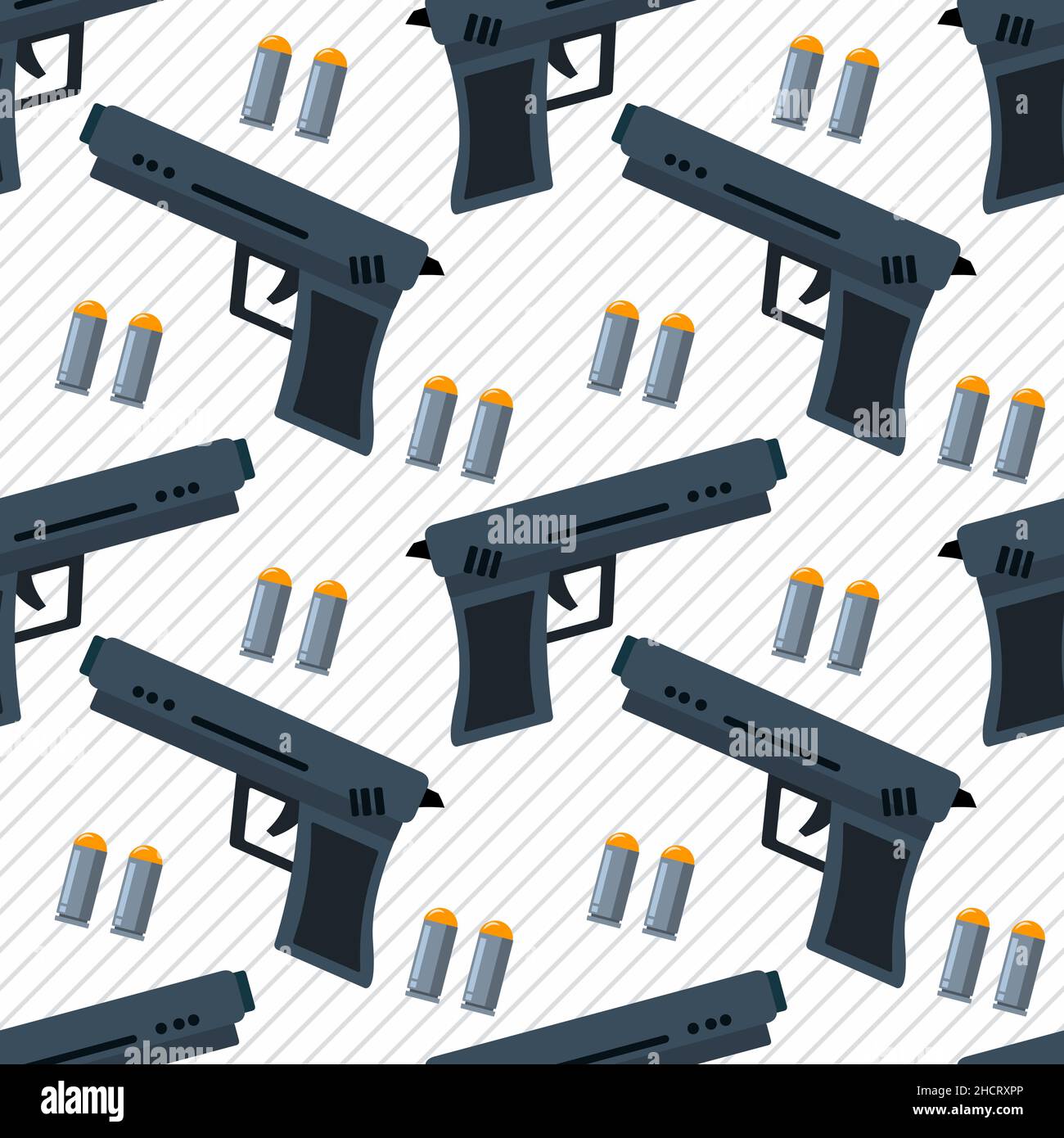 handgun with bullet seamless pattern vector illustration Stock Vector