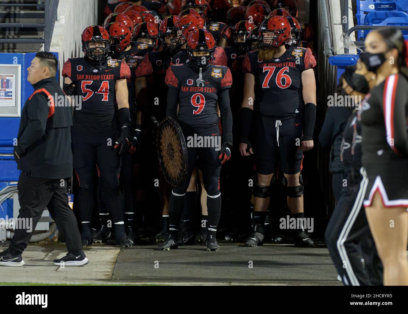Aztec Football Game December 21 2021: San Diego State Aztecs players get ready to take the ...