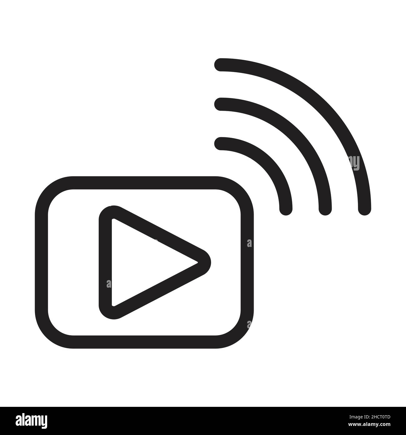 Video stream outline icon vector online education topic with video