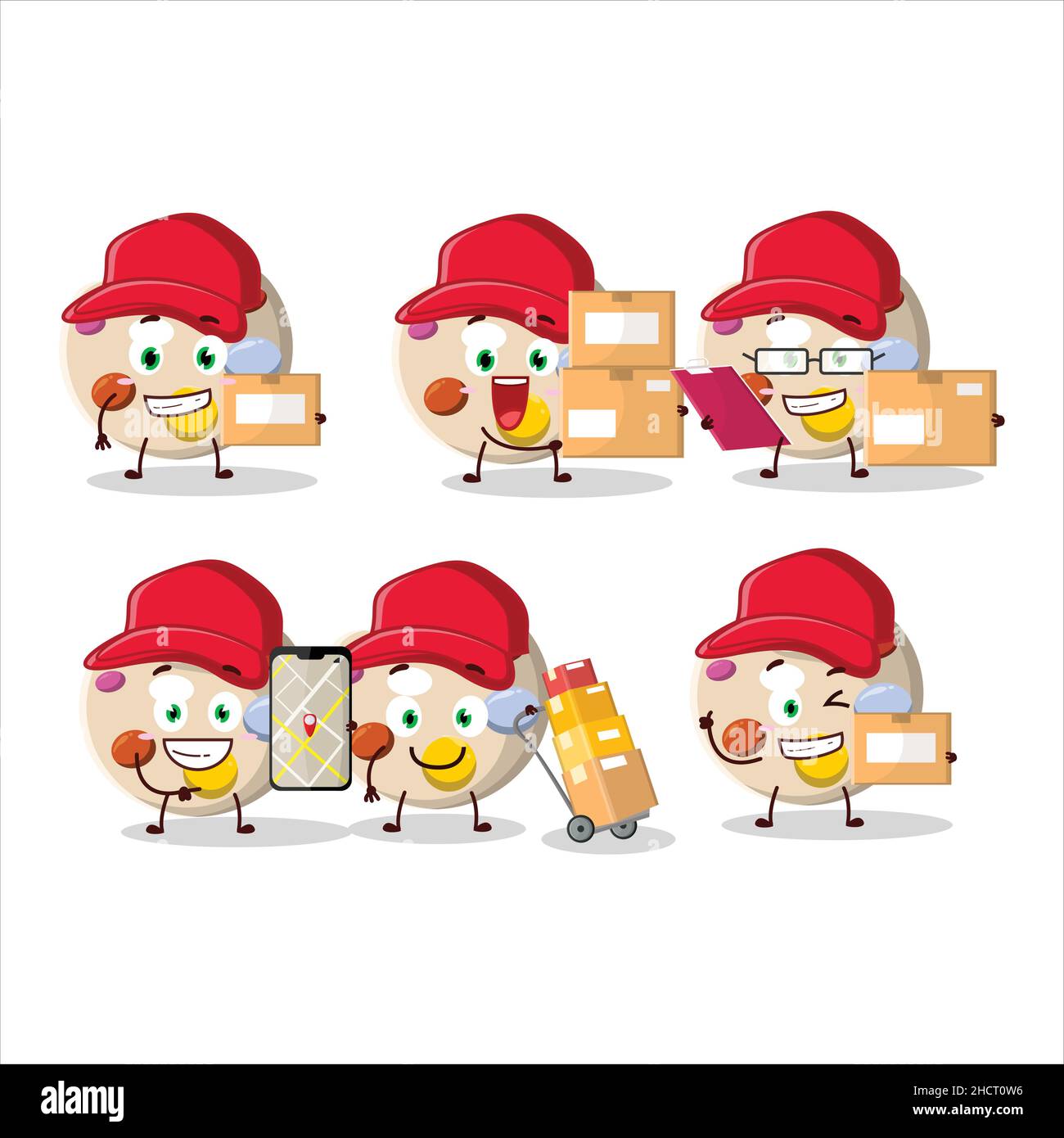 Cartoon character design of paint palette working as a courier. Vector