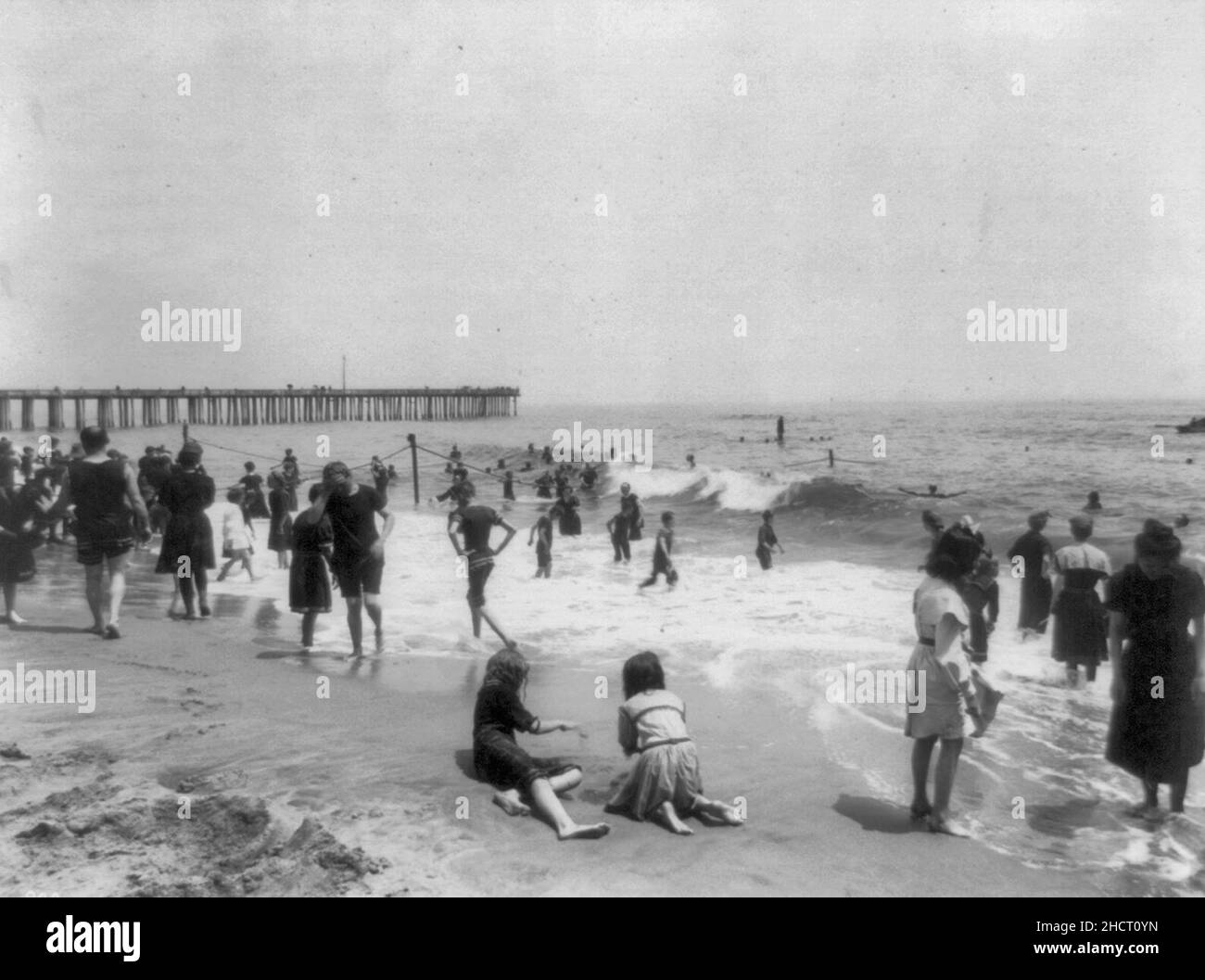 Bathing at Ocean Grove, NJ, 1904 Stock Photo