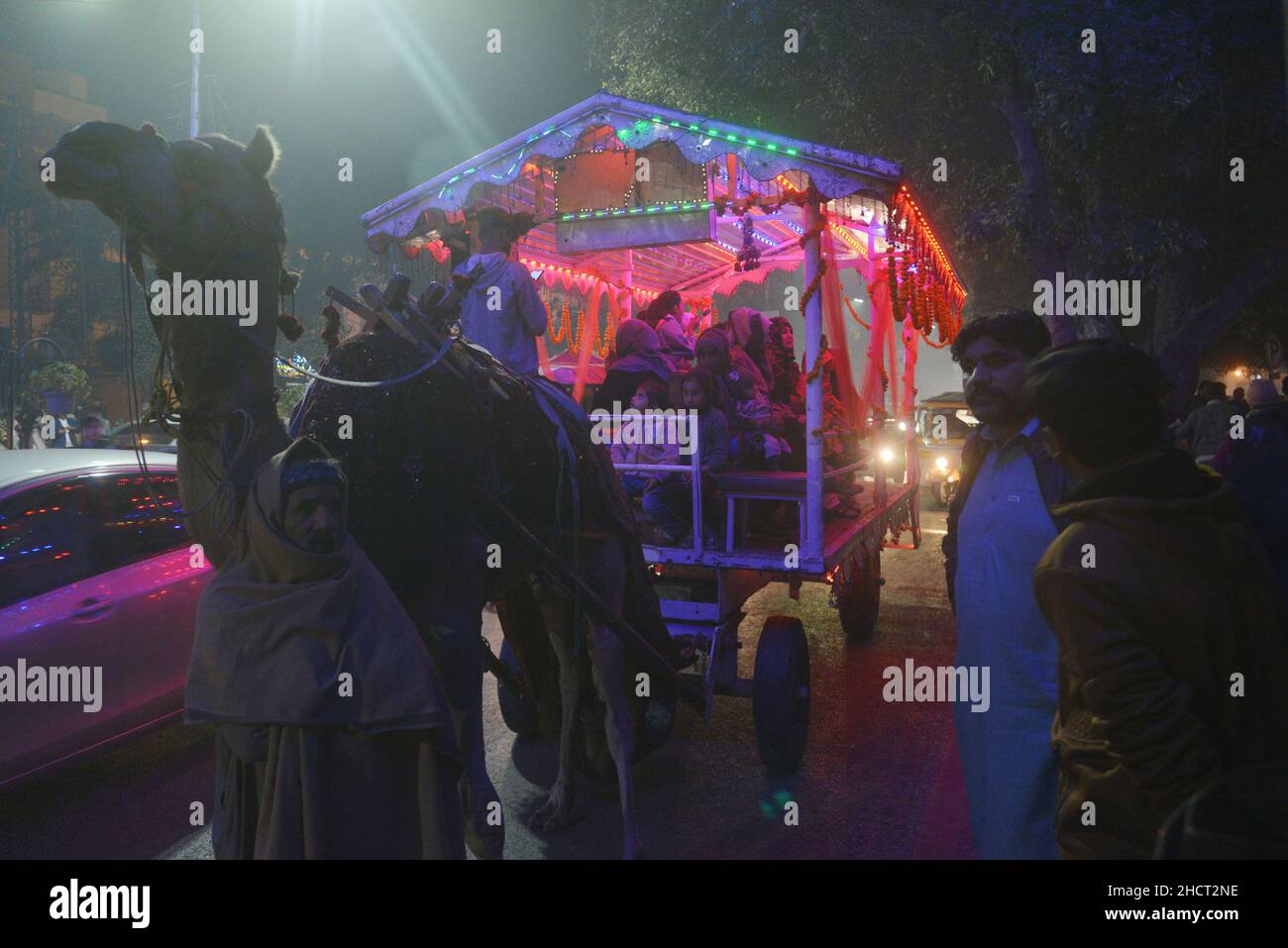 Lahore, Punjab, Pakistan. 1st Jan, 2022. Pakistani youngsters celebrate New Year's eve on mall road in Lahore. (Credit Image: © Rana Sajid Hussain/Pacific Press via ZUMA Press Wire) Credit: ZUMA Press, Inc./Alamy Live News Stock Photo