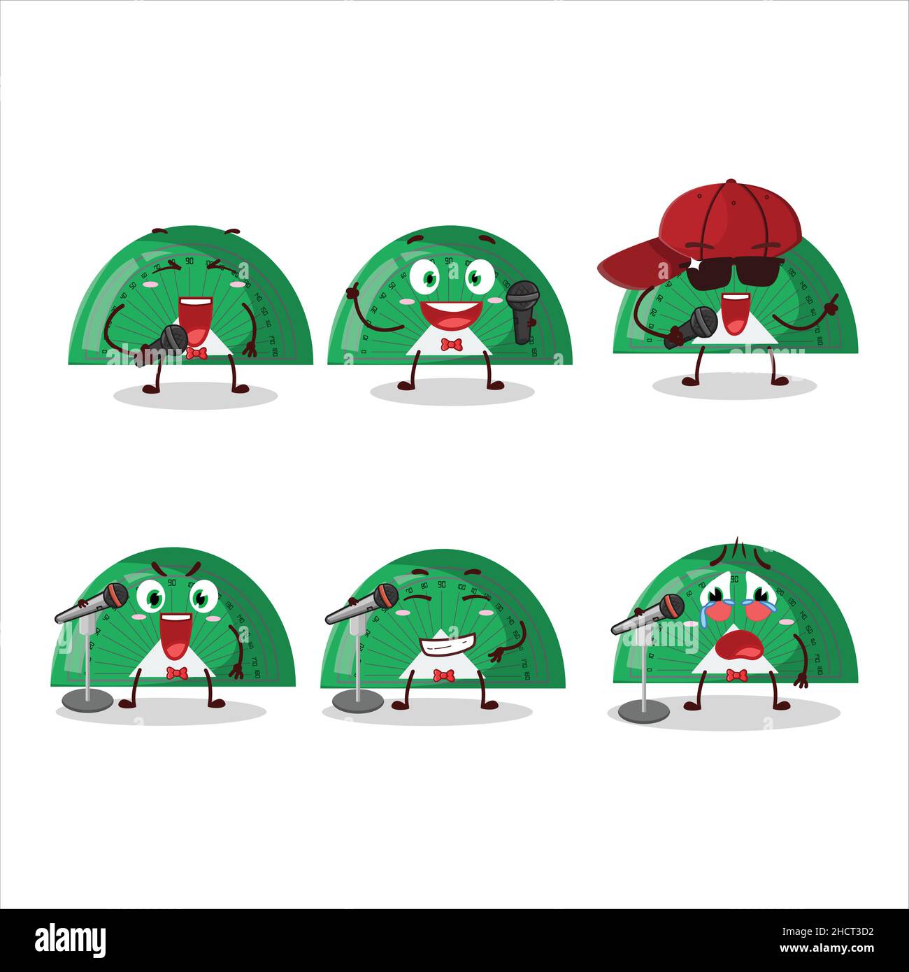 A Cute Cartoon design concept of green arc ruler singing a famous song ...