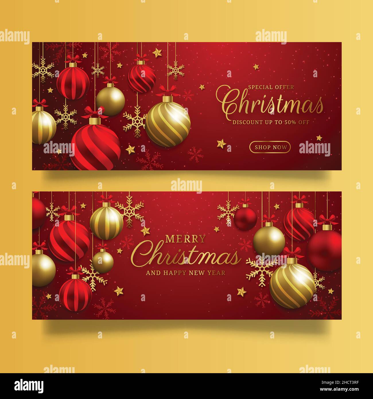gradient christmas horizontal banners set abstract design vector ...