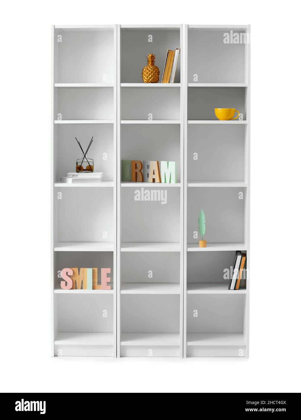 Modern shelf unit isolated on white Stock Photo Alamy