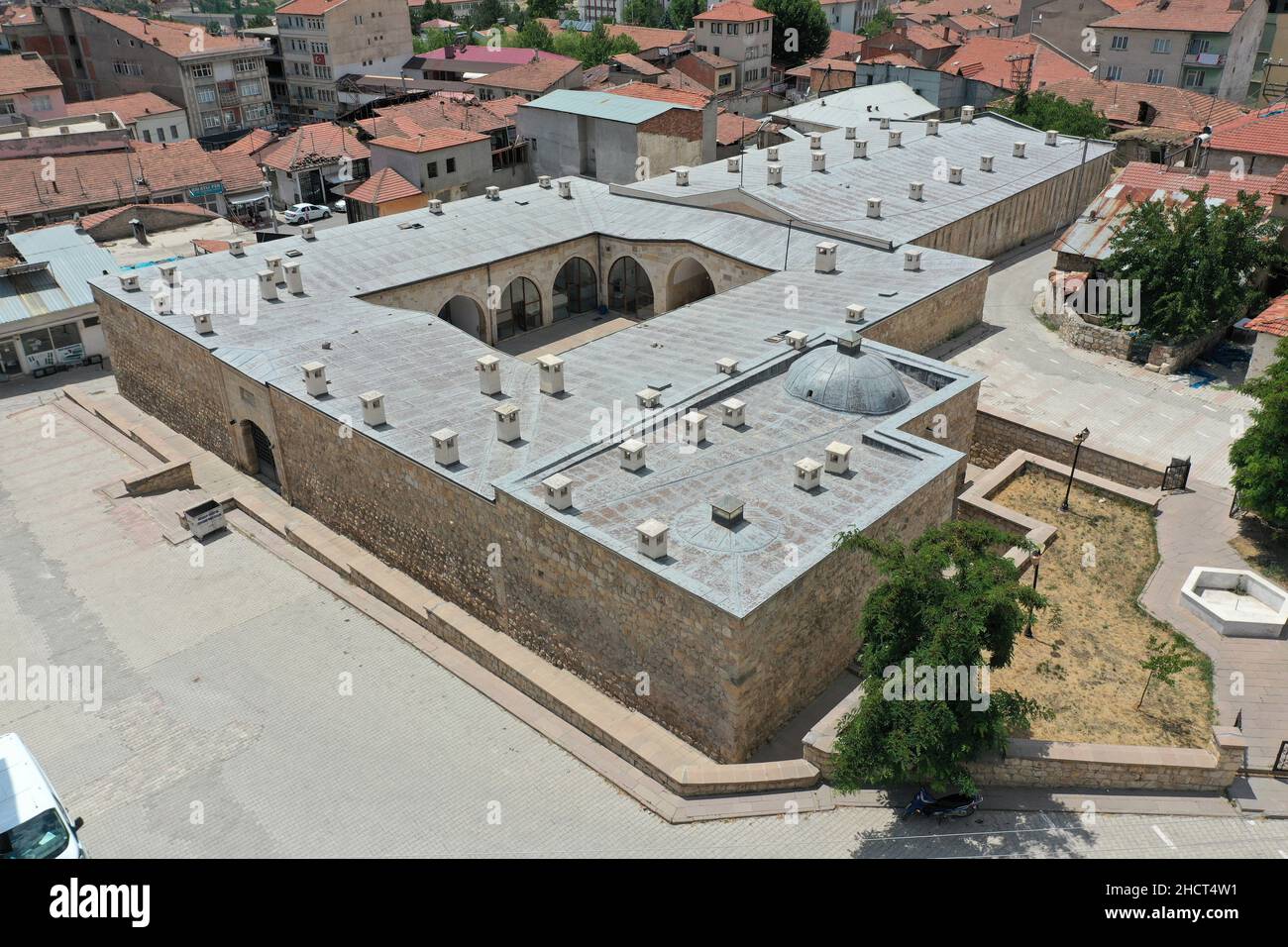Hekimhan Caravanserai was built in 1218 during the Anatolian Seljuk period. The other name of the caravanserai is Tashan. Malatya, Turkey. Stock Photo