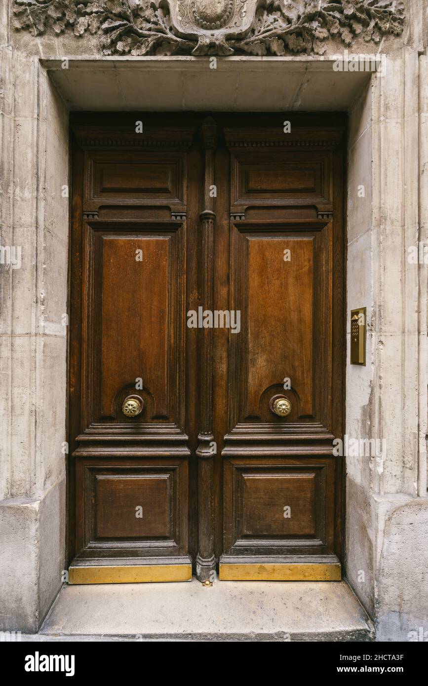 old wooden door in Paris, France Stock Photo - Alamy