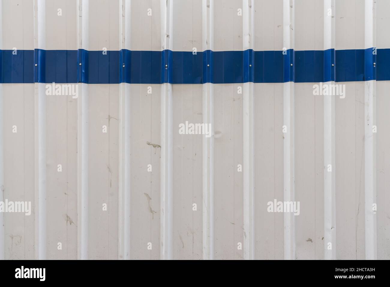 Corrugated white and blue metal texture surface background Stock Photo