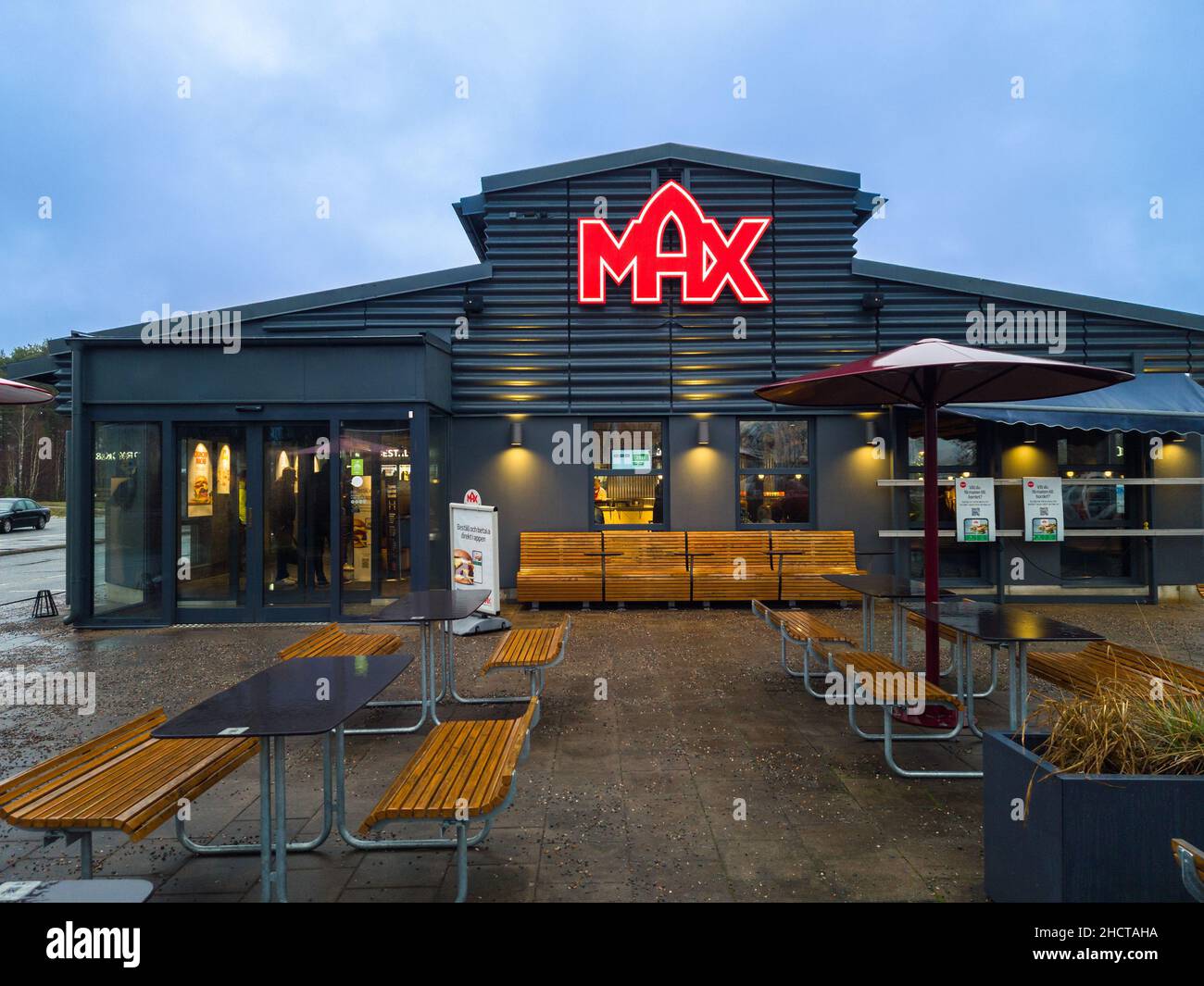 Orebro, Sweden - December 15, 2021: Horizontal View of Max Burgers ...