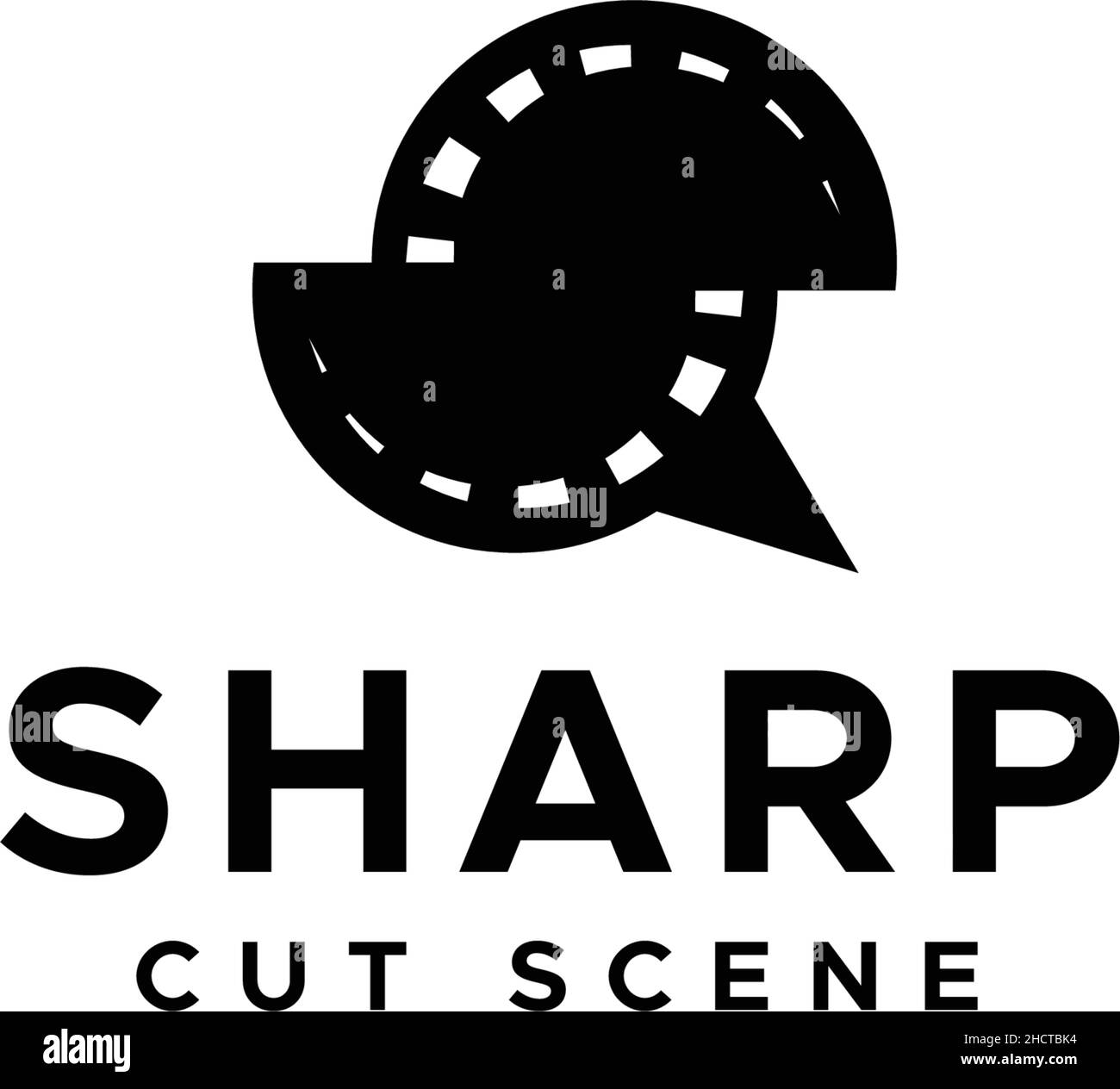 Flat silhouette SHARP CUT SCENEN movie logo design Stock Vector