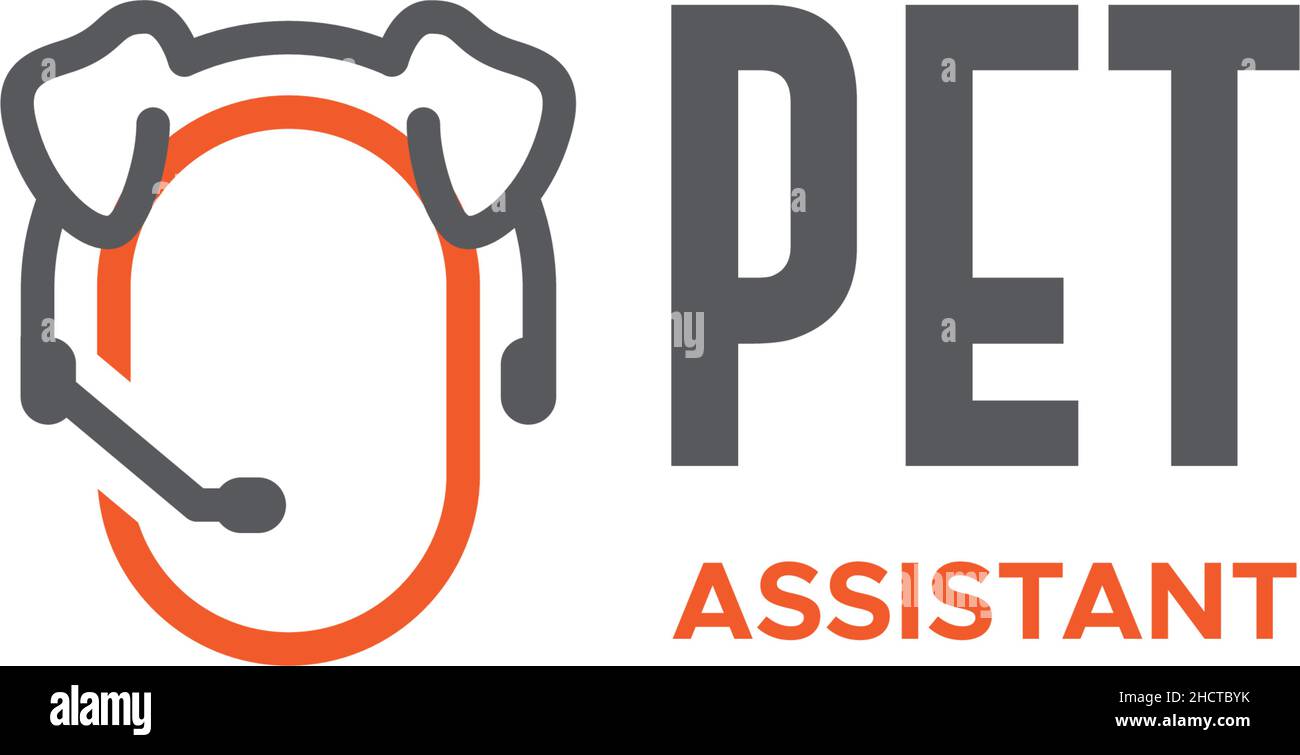 Minimalist flat simple PET ASSISTANT logo design Stock Vector