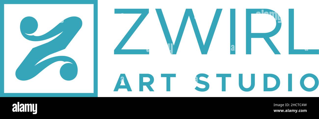 Flat letter initial Z ZWIRL ART STUDIO logo design Stock Vector