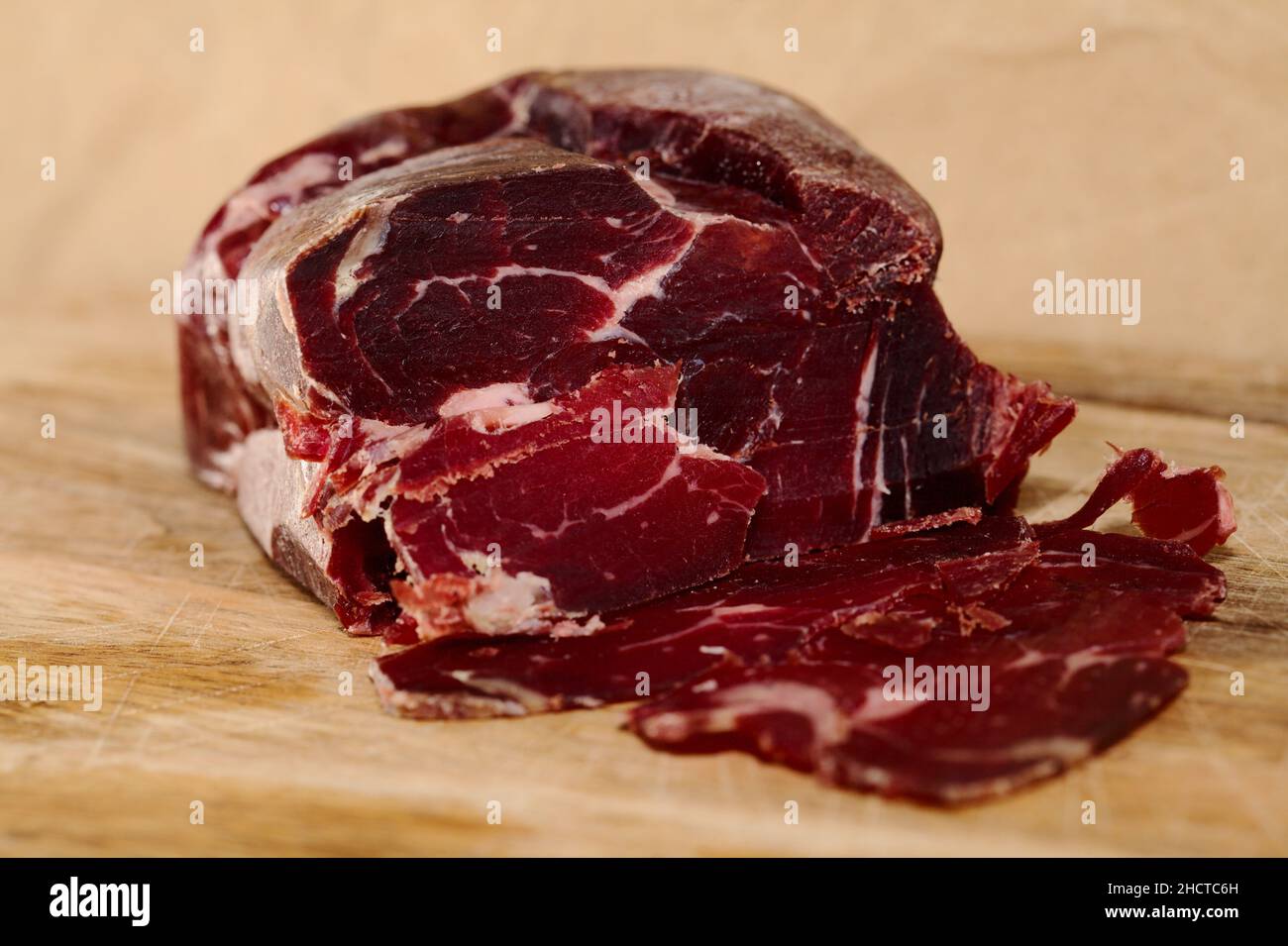Cecina de Leon, salted and air dried beef from Leon province, local speciality Stock Photo