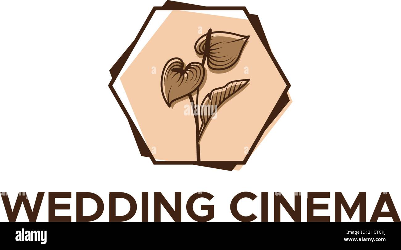 Modern WEDDING CINEMA invitations logo design Stock Vector