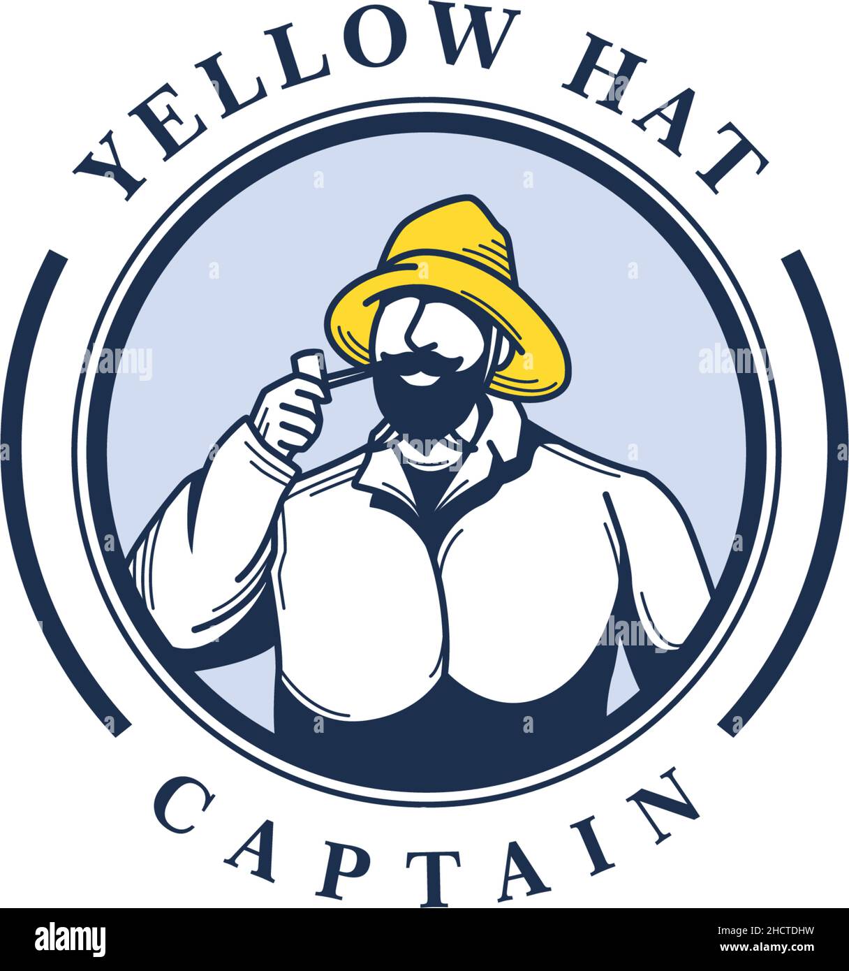 Modern colorful YELLOW HAT CAPTAIN logo design Stock Vector