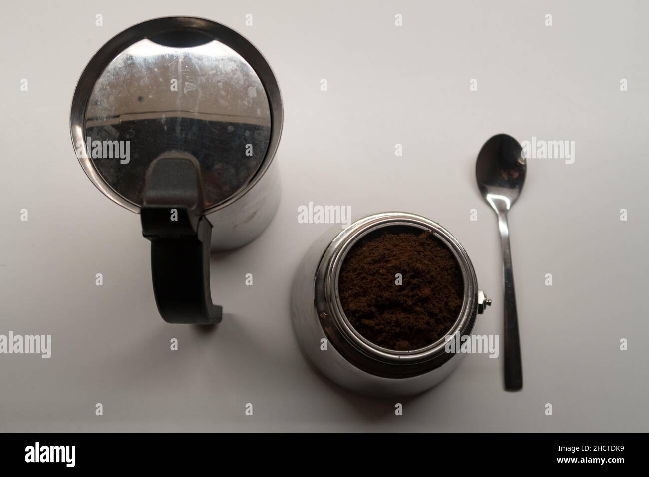 Coffee Being prepared using a traditional Italian coffee machine Stock