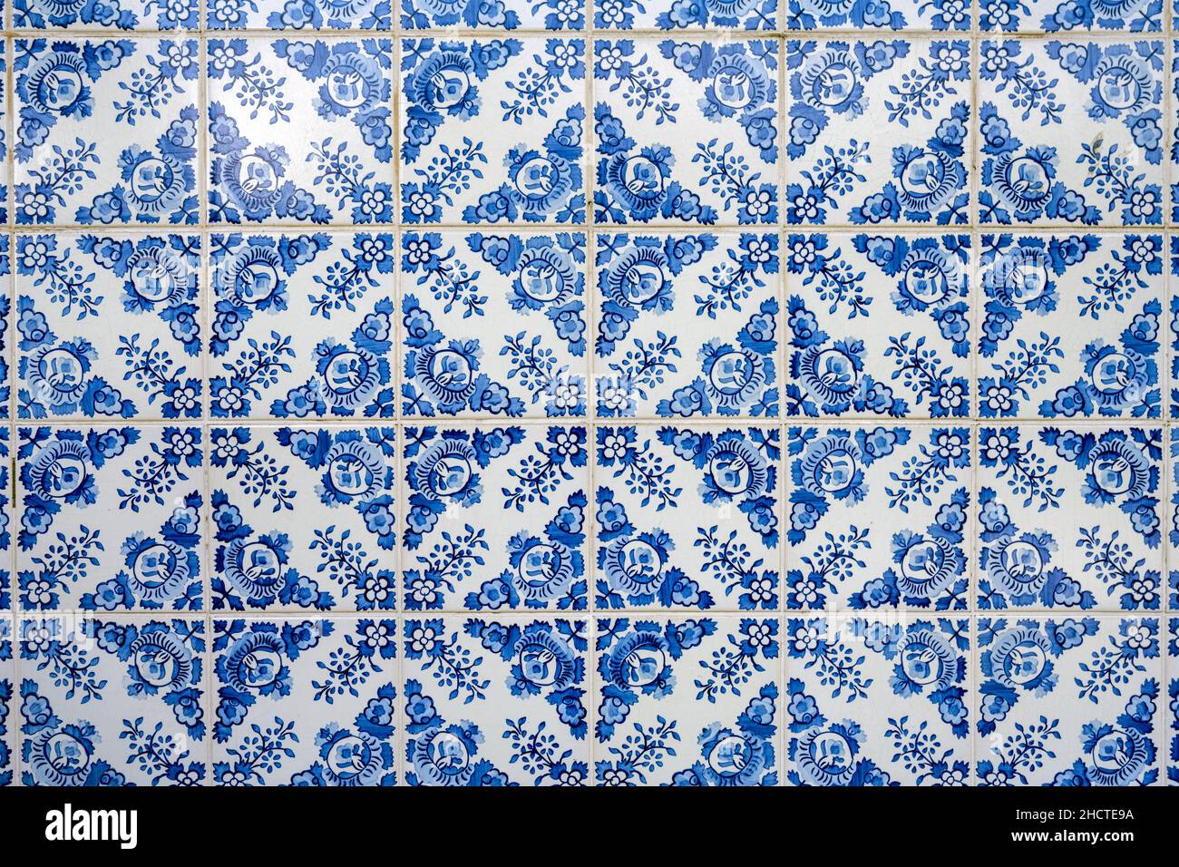 Background from a typical blue portuguese tiled wall Stock Photo