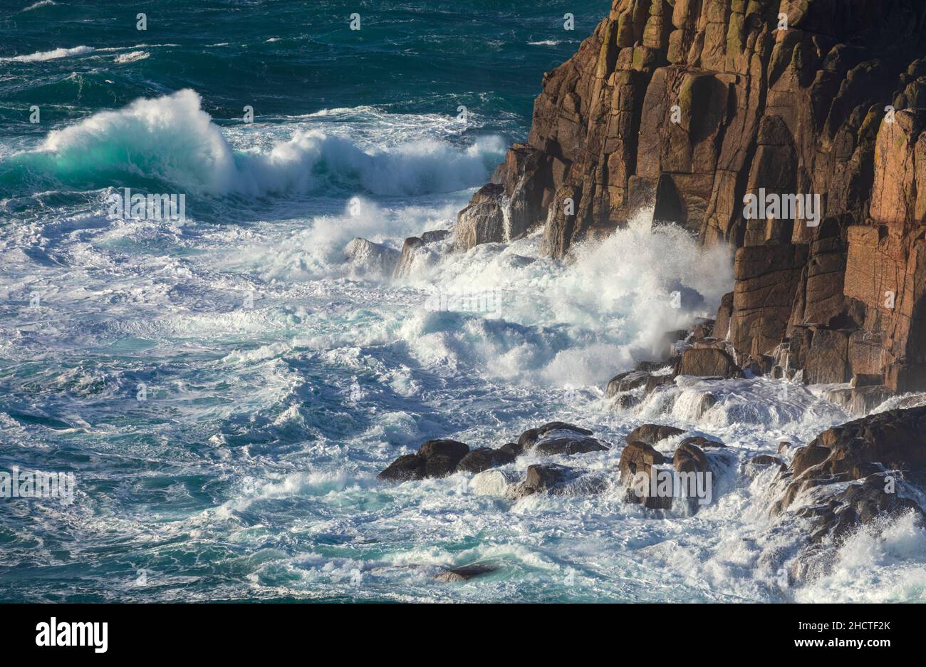 Ocean off Landsend Cornwall Stock Photo