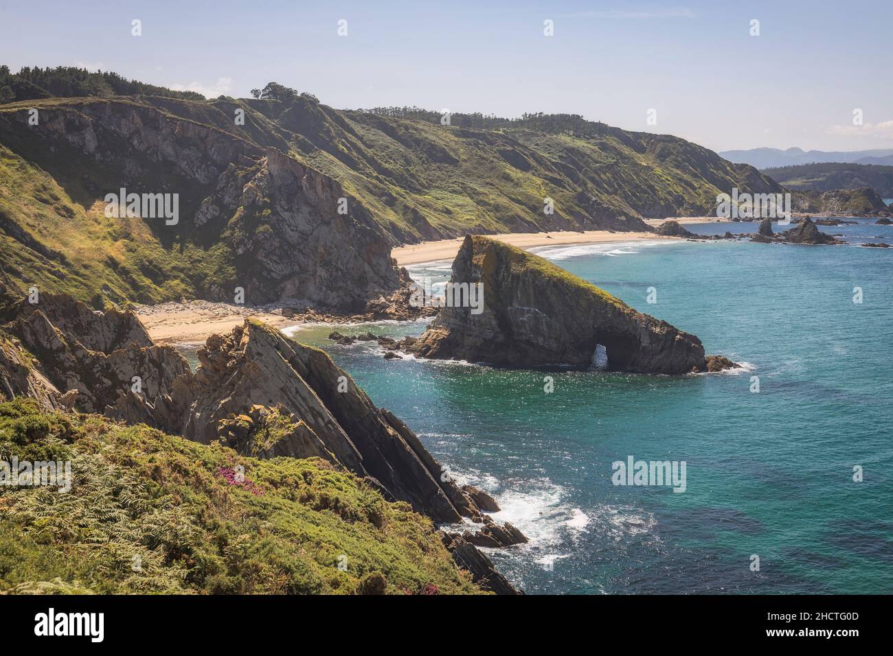 Beautiful Coastal Cliffs and Seascape in Loiba, Galicia, Spain Stock Photo
