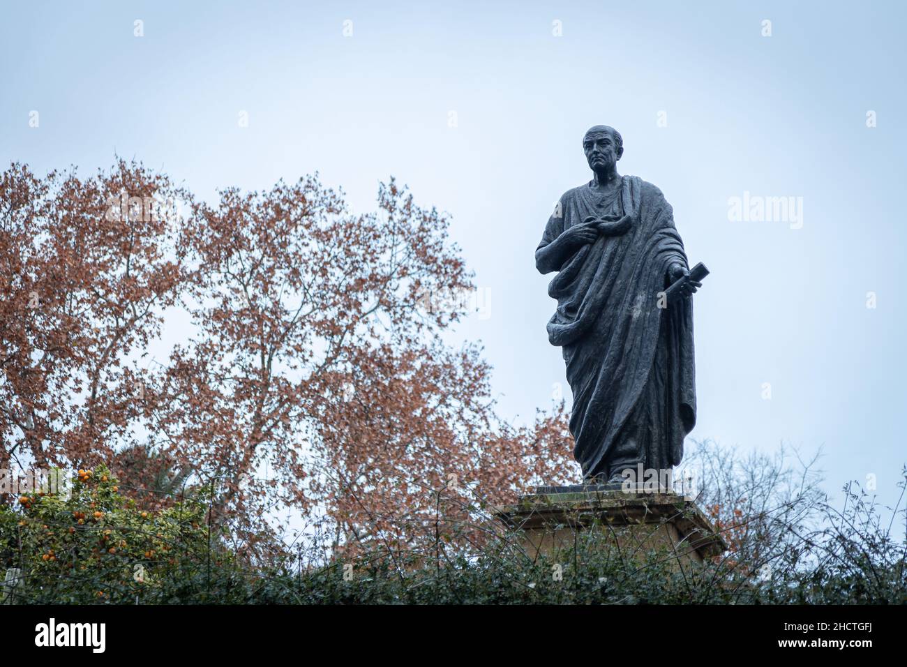 CORDOBA, SPAIN-DECEMBER 26, 2021: Statue of Seneca by Amadeo Ruiz Olmos Stock Photo