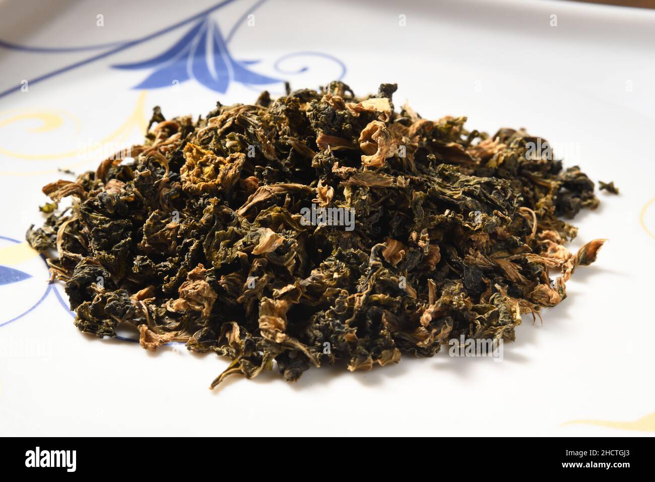 Gundruk or nonsalted, fermented and dried Raayo Saag (mustard leaf) of