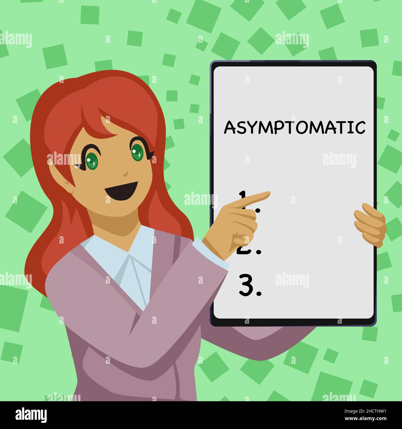 Inspiration showing sign Asymptomatic. Business overview a condition or a person producing or showing no symptoms Business Woman Drawing Holding Blank Stock Photo