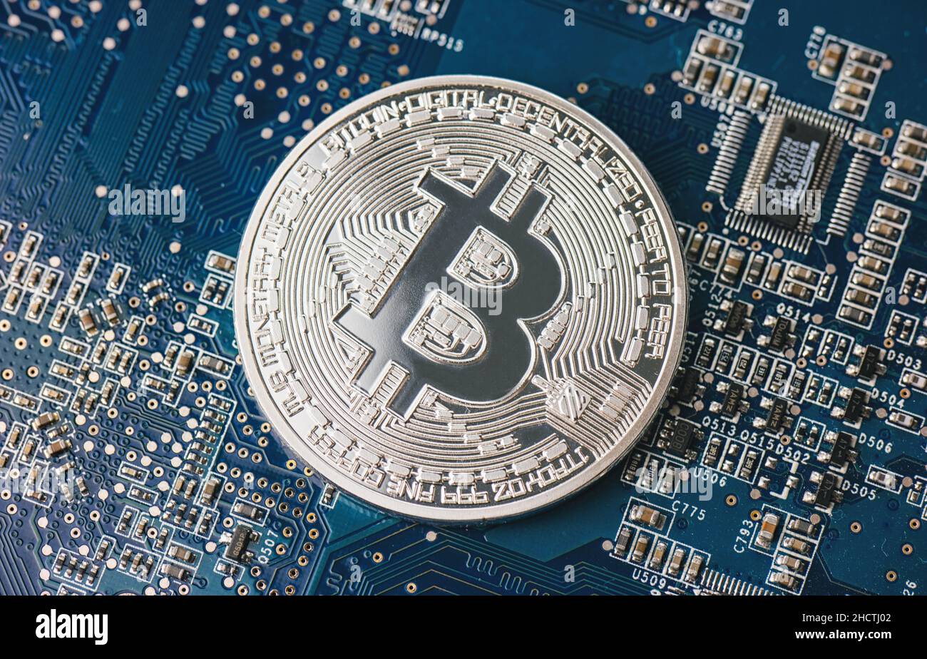 Bitcoin on computer motherboard hi-res stock photography and images - Alamy