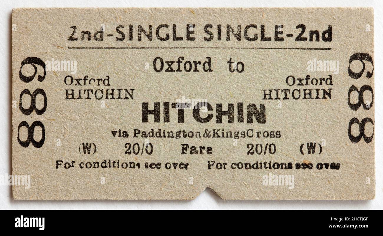 Old 1960s British Railway Train Ticket Stock Photo