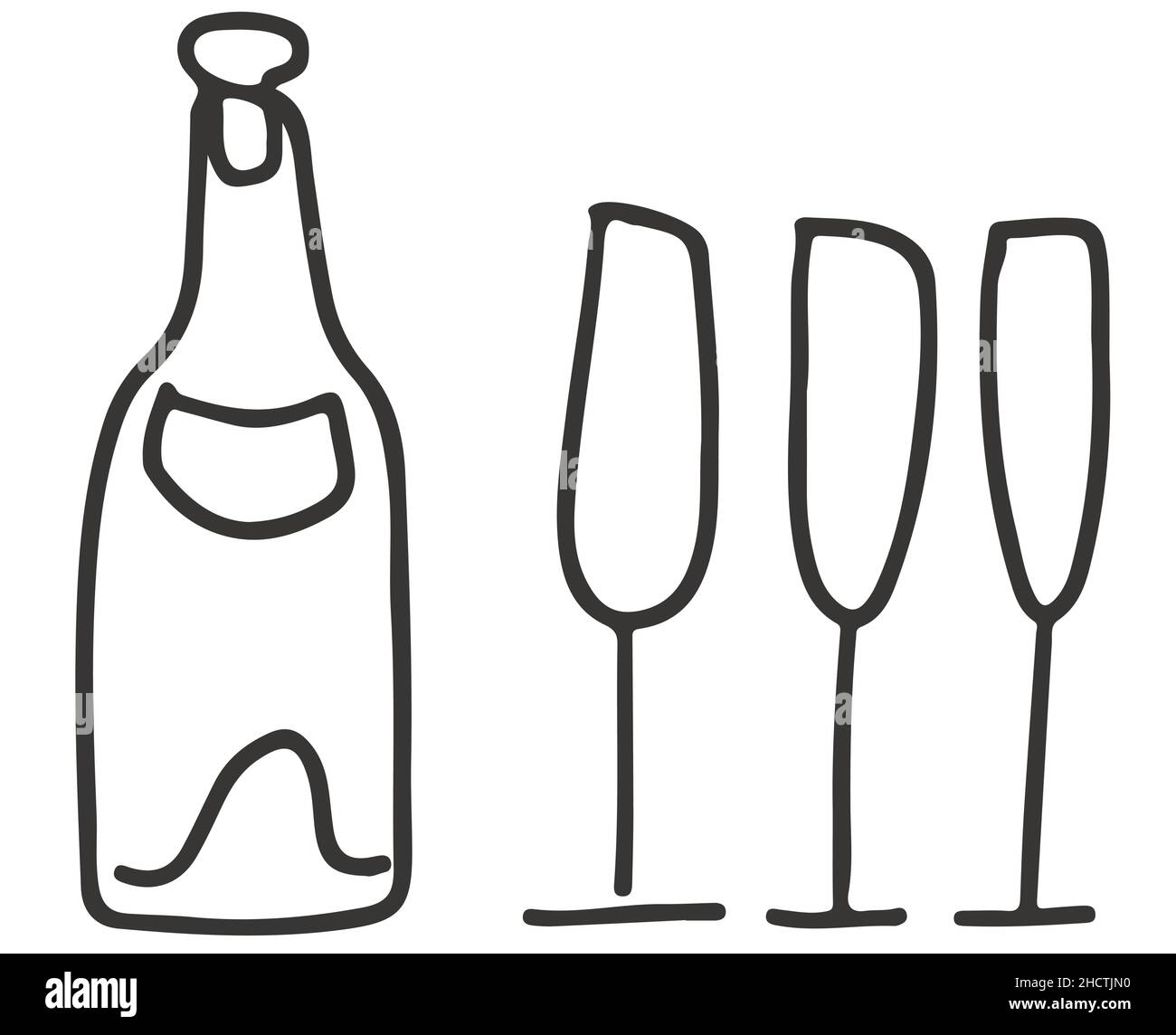 Champagne line drawing hires stock photography and images Alamy