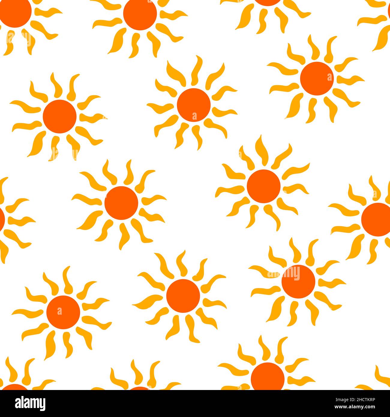 Seamless pattern with sun on white background. Colorful simple vector ...
